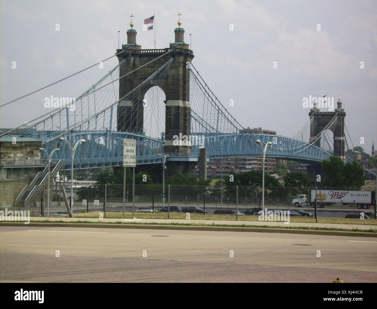 Roebling Suspension Bridge Cincinnati Stock Photo Alamy