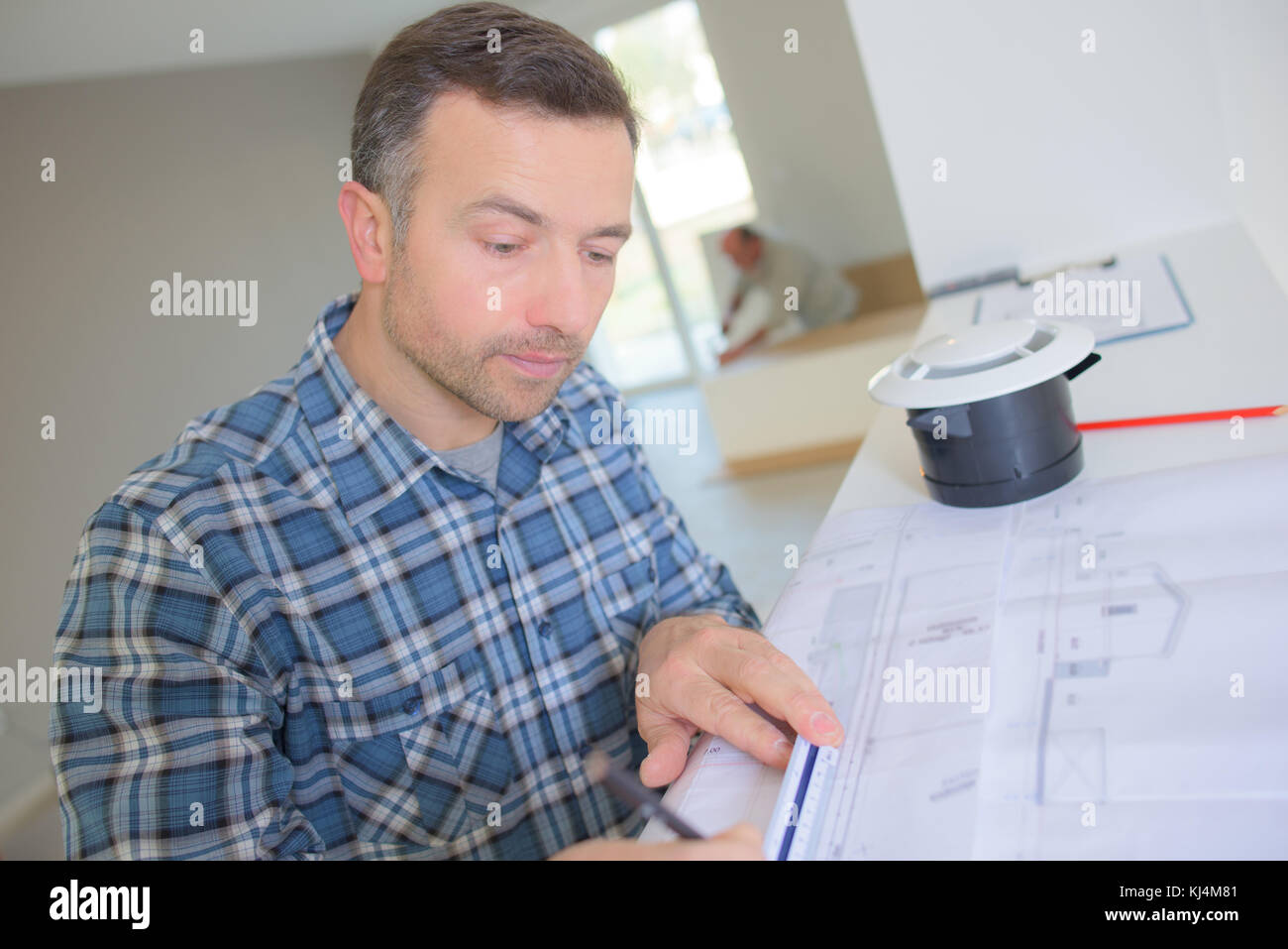 architect drawing on architectural project Stock Photo Alamy