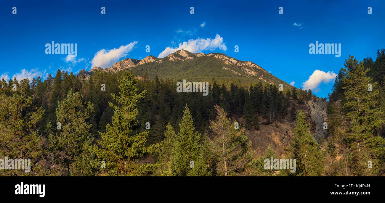Panoramic view of the Rocky Mountains from Kootenay National Park in the village of Radium in British Columbia, Canada Stock Photo