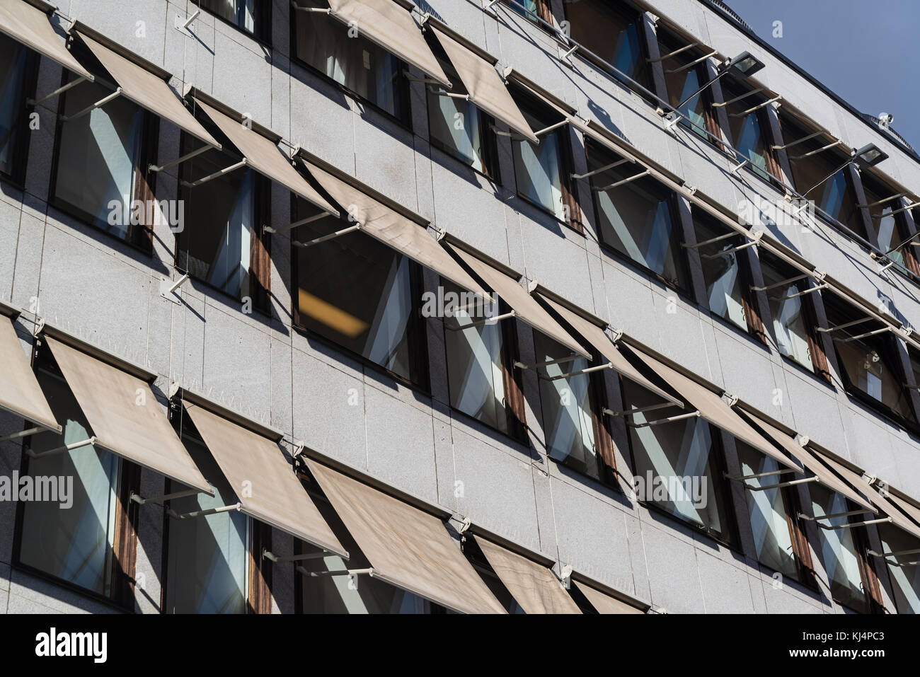 Window blinds of an office building, Stockholm, Sweden Stock Photo