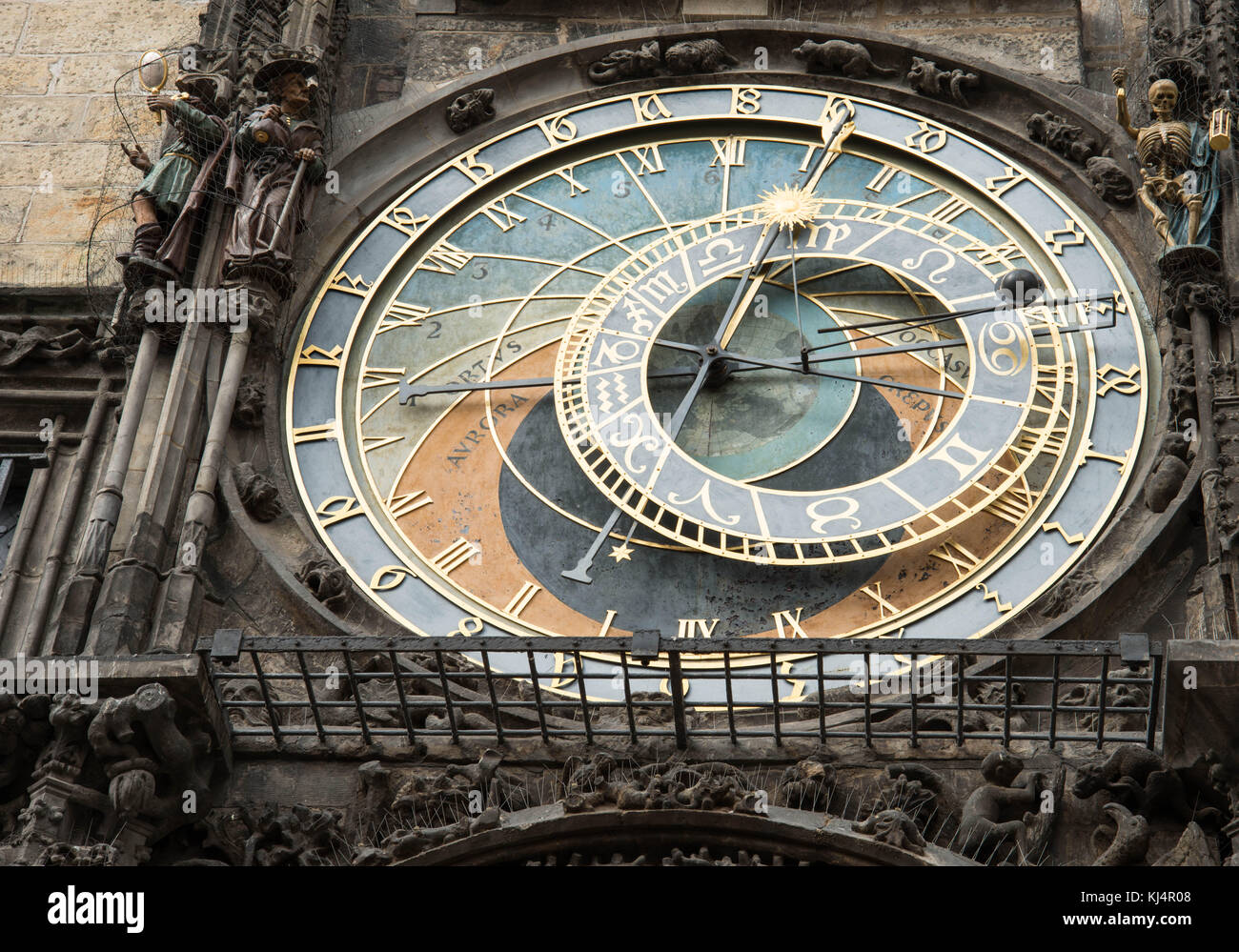 A partial and off-center view of the Astronomical Clock in Prague, Czech Republic Stock Photo