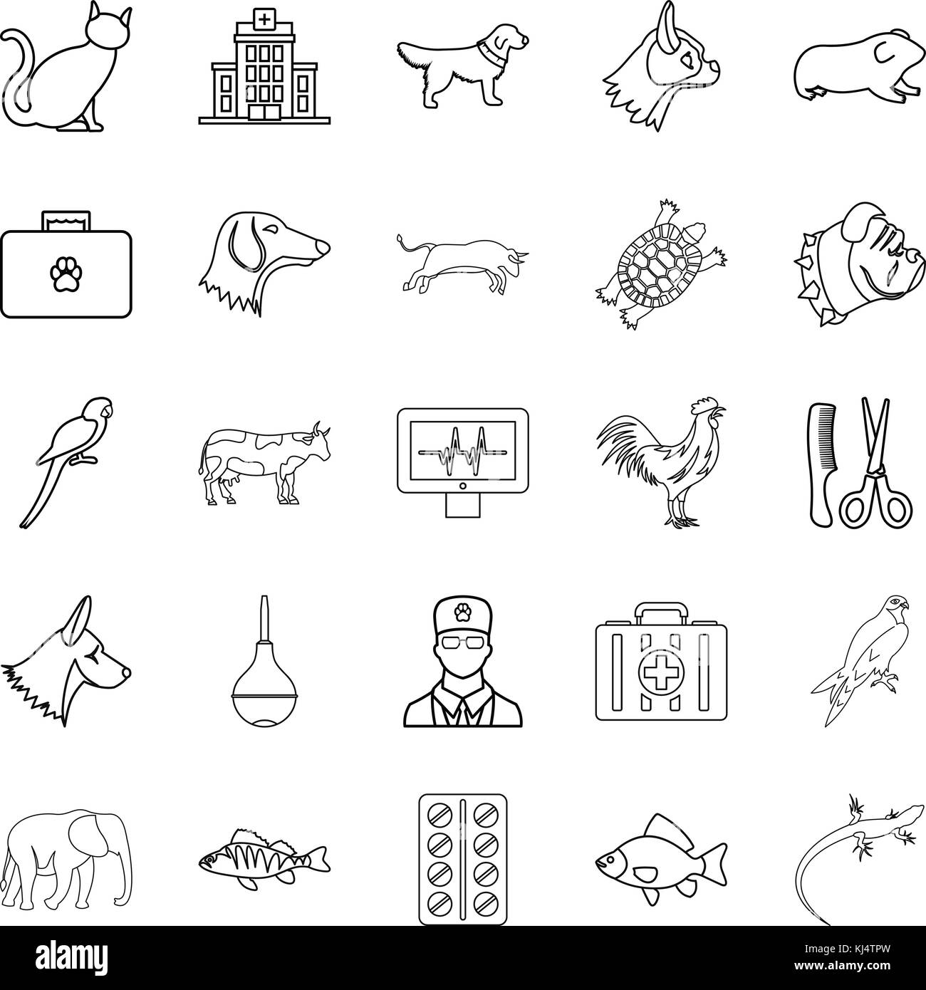 Treat the animal icons set, outline style Stock Vector
