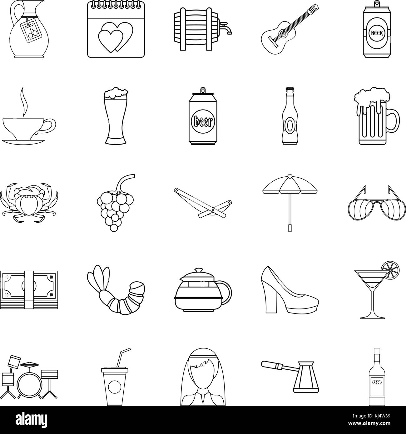 Strong drink icons set, outline style Stock Vector Image & Art - Alamy