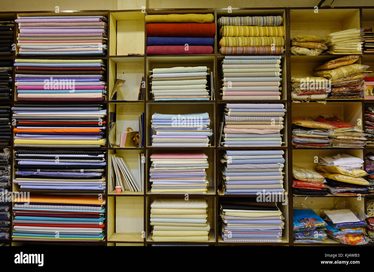 Jaipur, India Nov 1, 2017. A textile shop at downtown in Jaipur