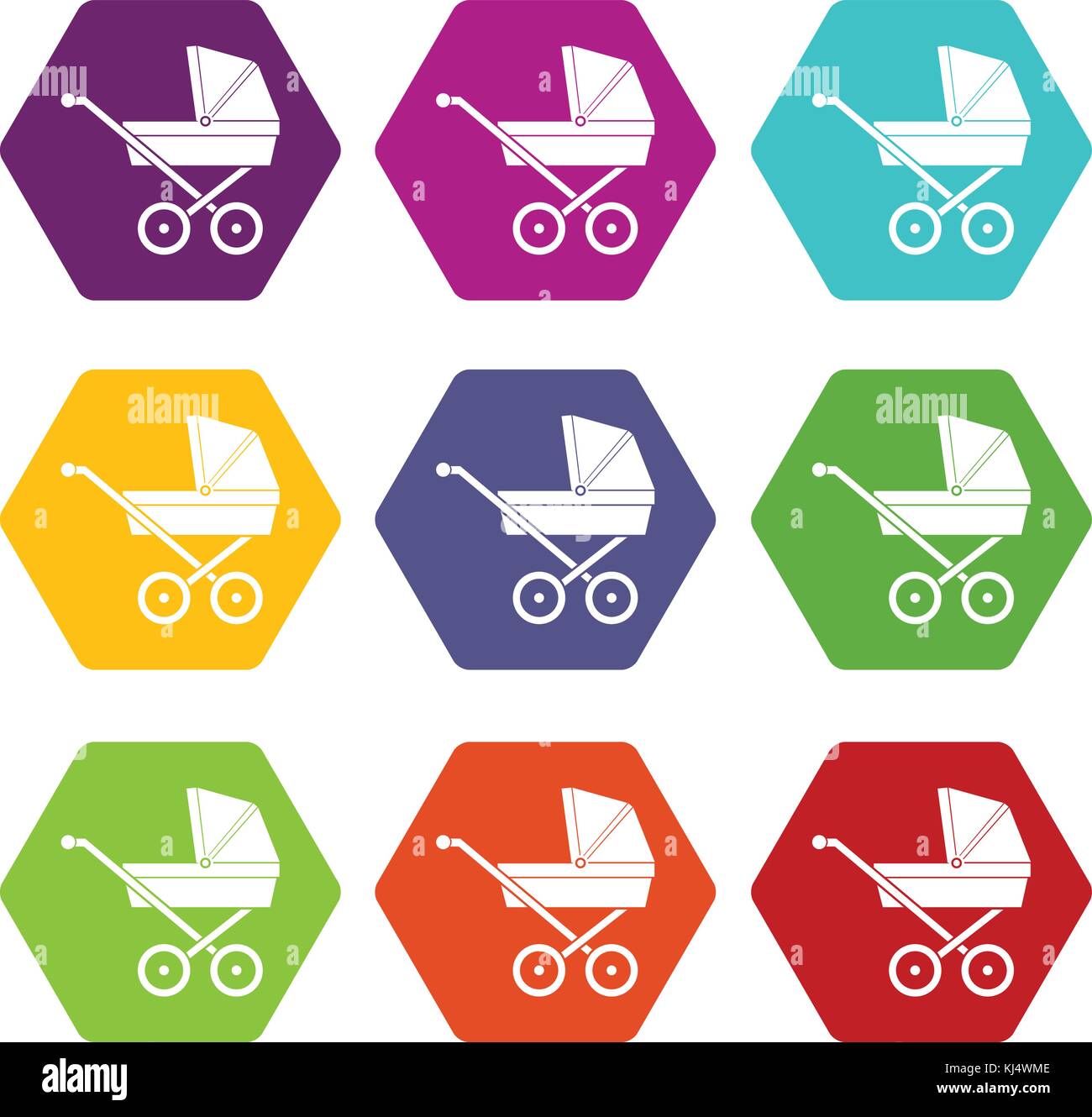 Baby carriage icon set color hexahedron Stock Vector Image & Art - Alamy