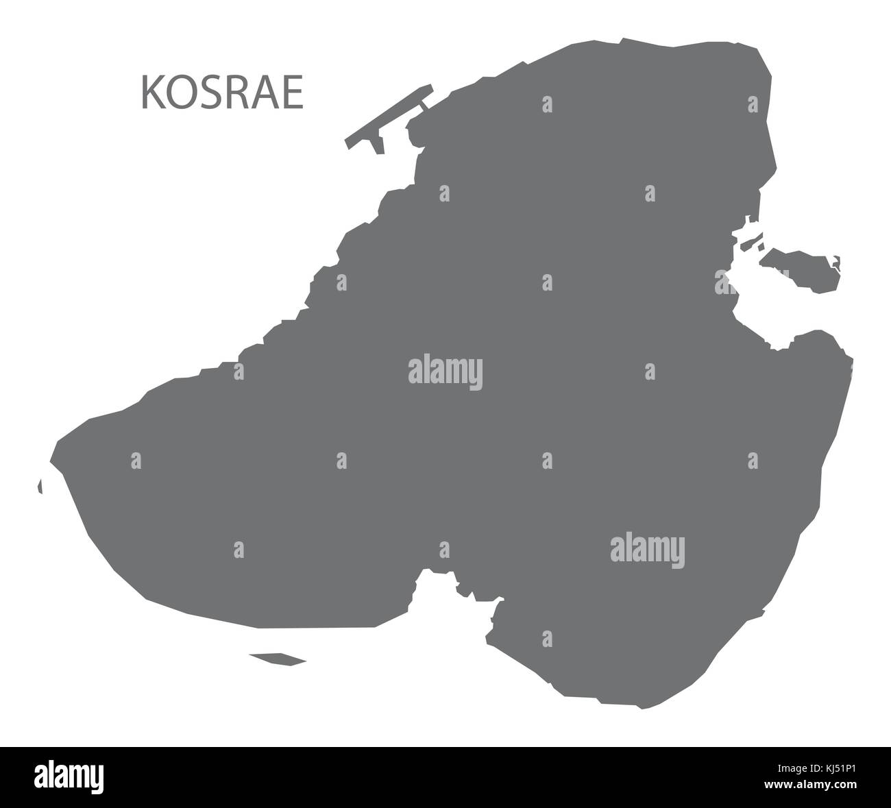 Kosrae Island map of Micronesia grey illustration silhouette shape Stock Vector