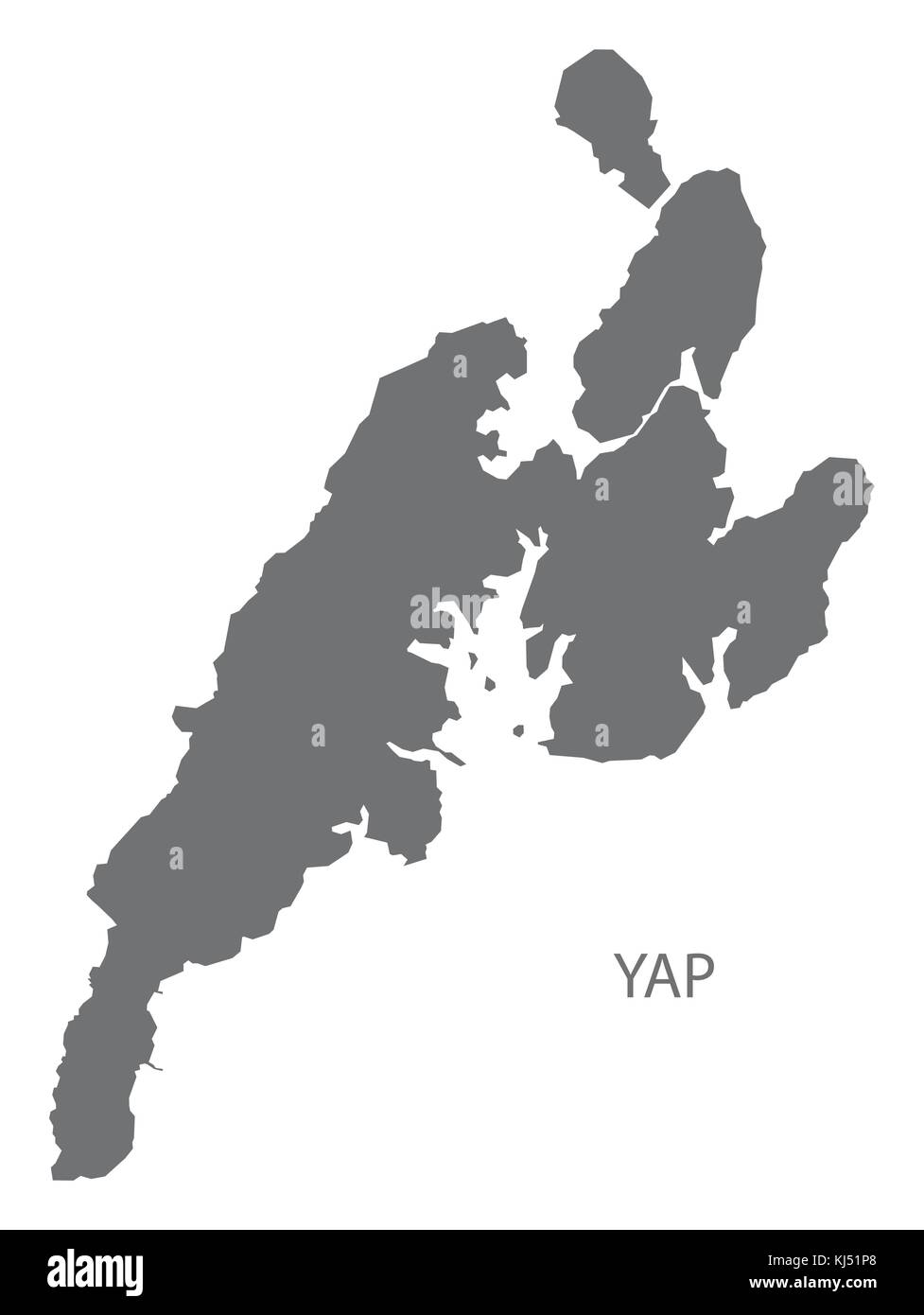Yap Island map of Micronesia grey illustration silhouette shape Stock