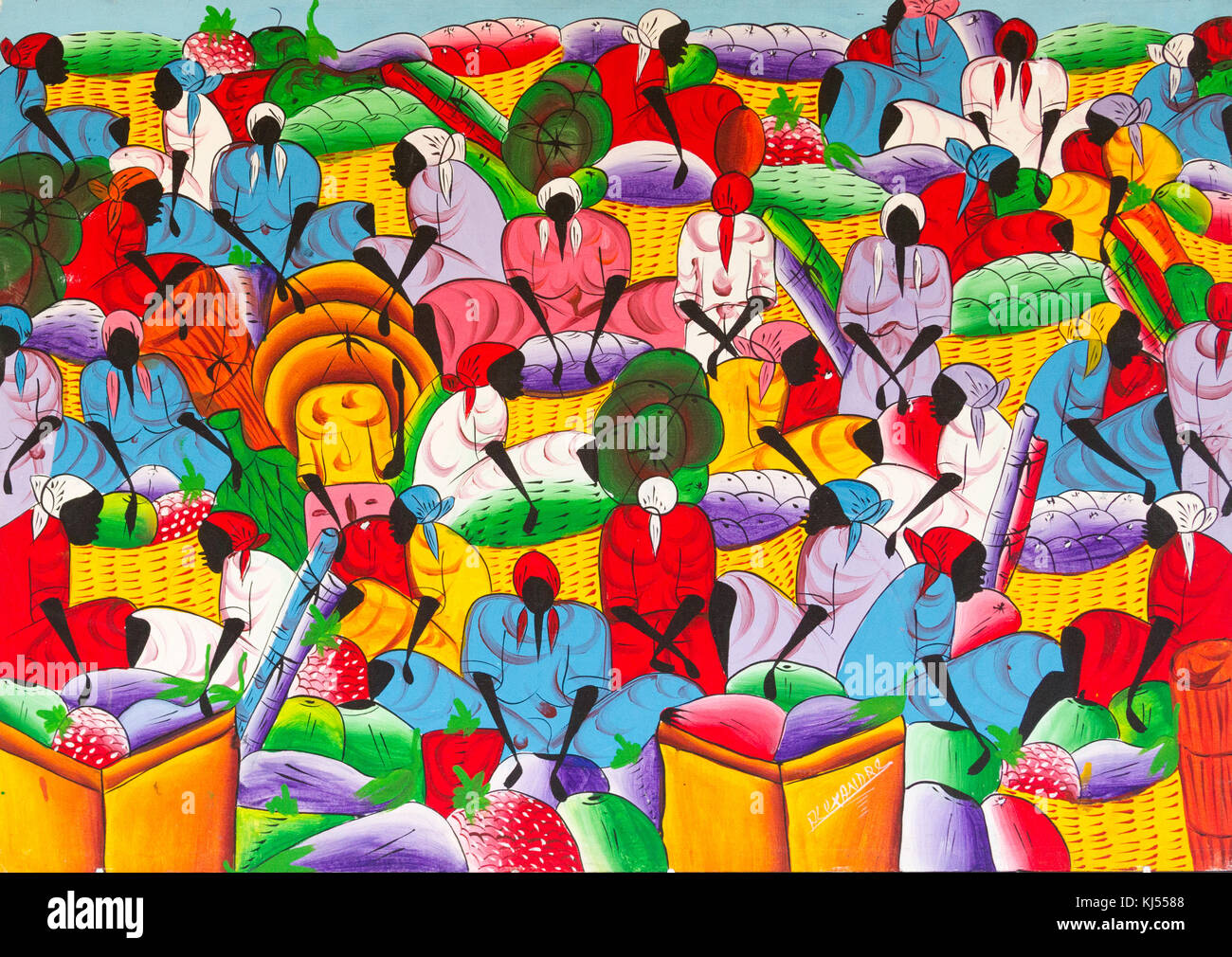 Colorful abstract African painting in the Medical Library of the University  of Pavia in Italy Stock Photo - Alamy