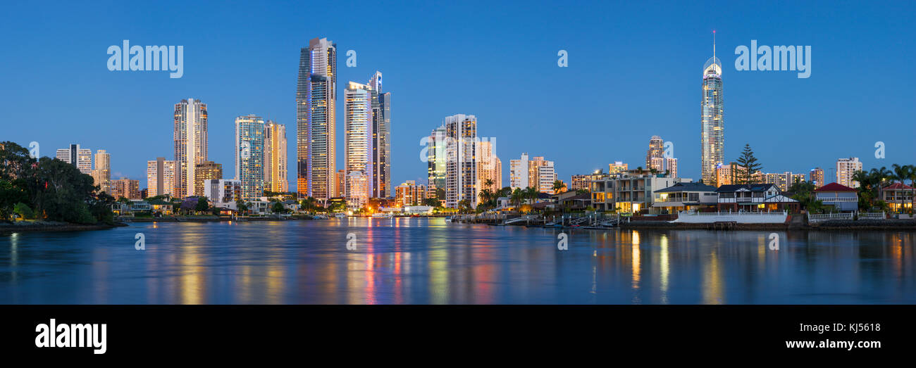 Panoramic View Of The Skyscrapers At The Surfers Paradise After Stock Photo Alamy