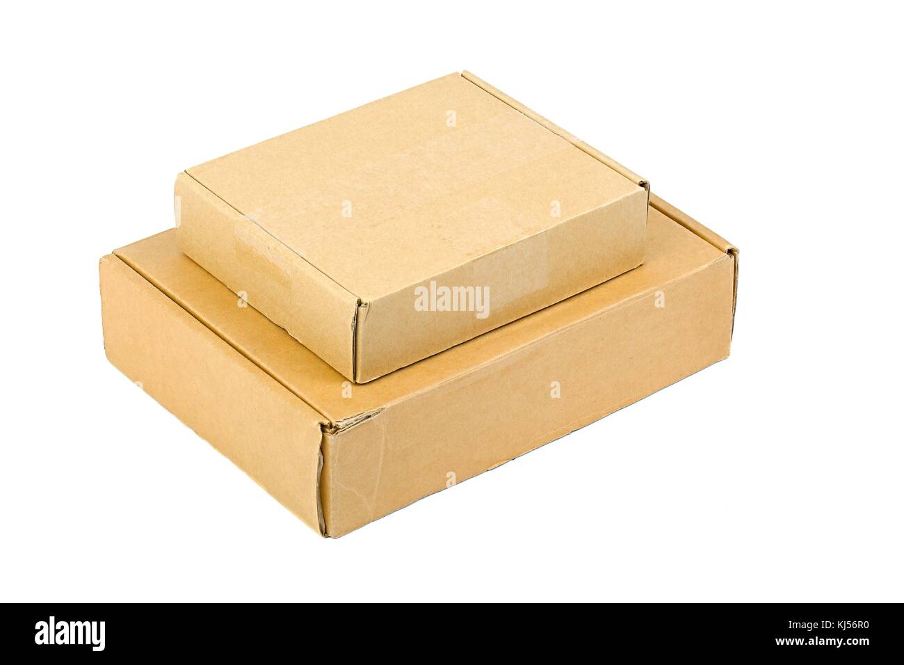 Two cardboard boxes on white background Stock Photo