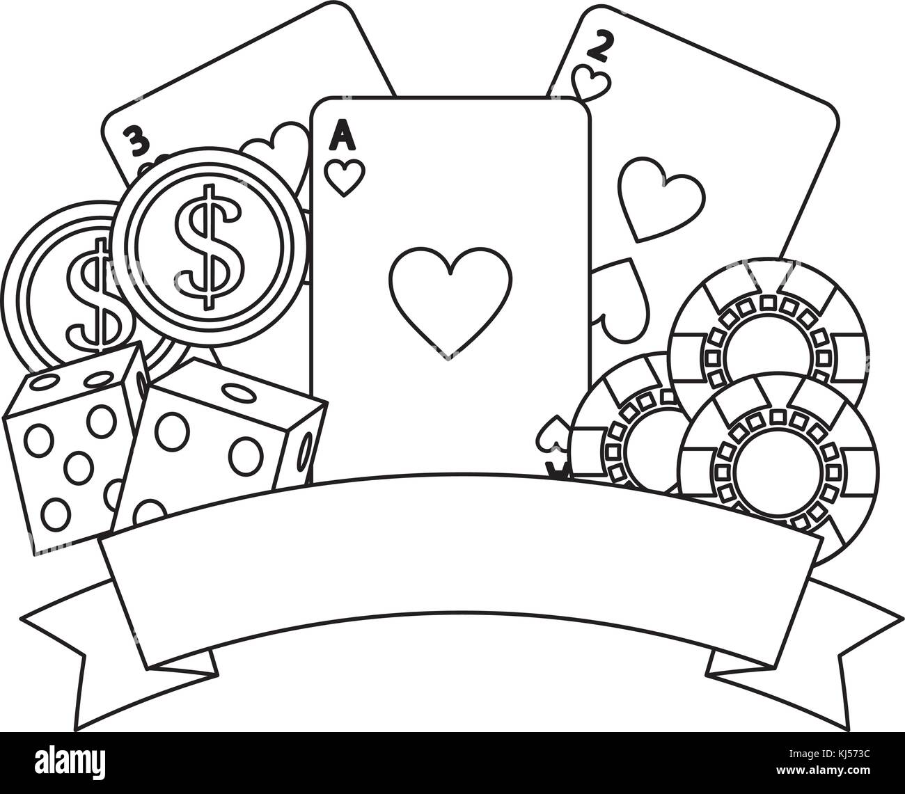 Download casino poker with playing cards dice and gambling chips banner Stock Vector Art & Illustration ...