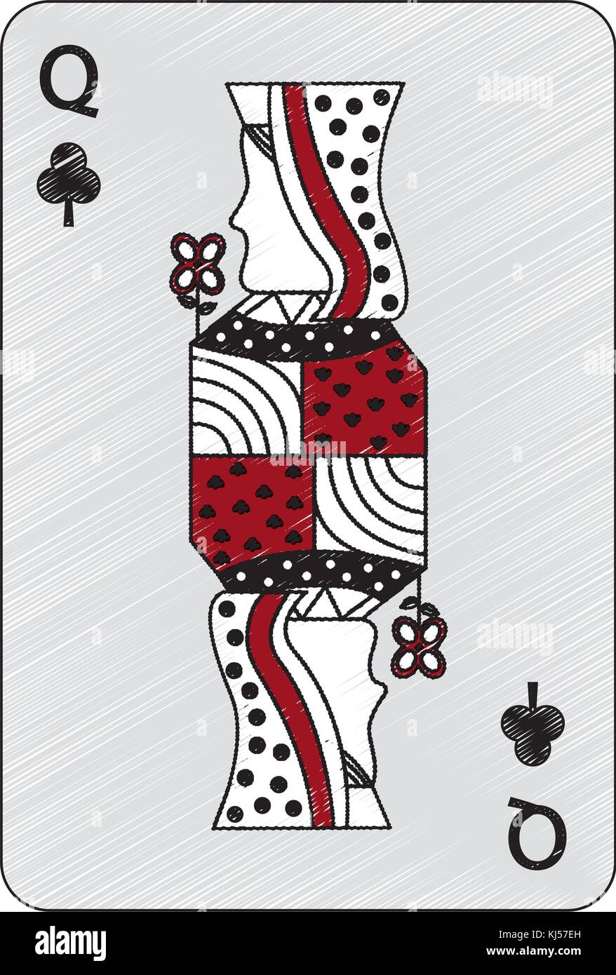queen of clover or clubs french playing cards related icon image Stock ...