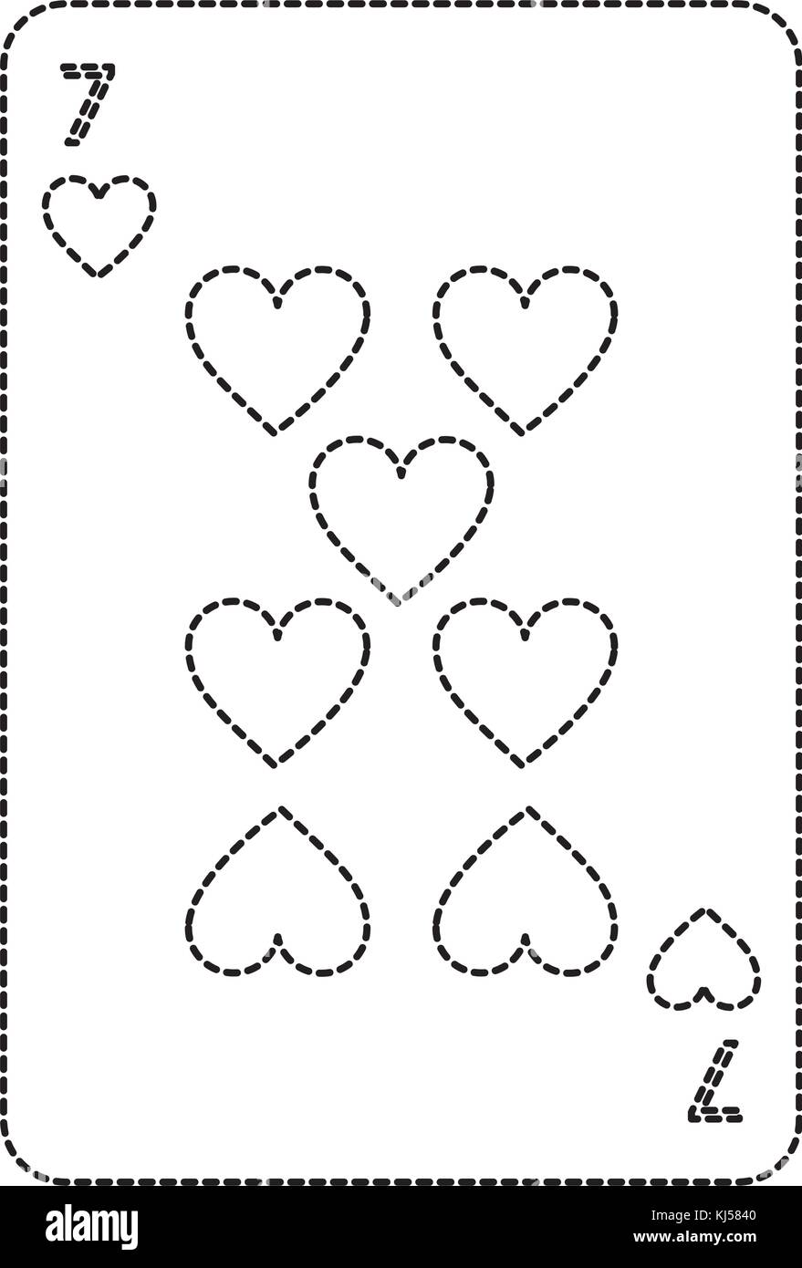 Seven Of Hearts French Playing Cards Related Icon Image Stock Vector 