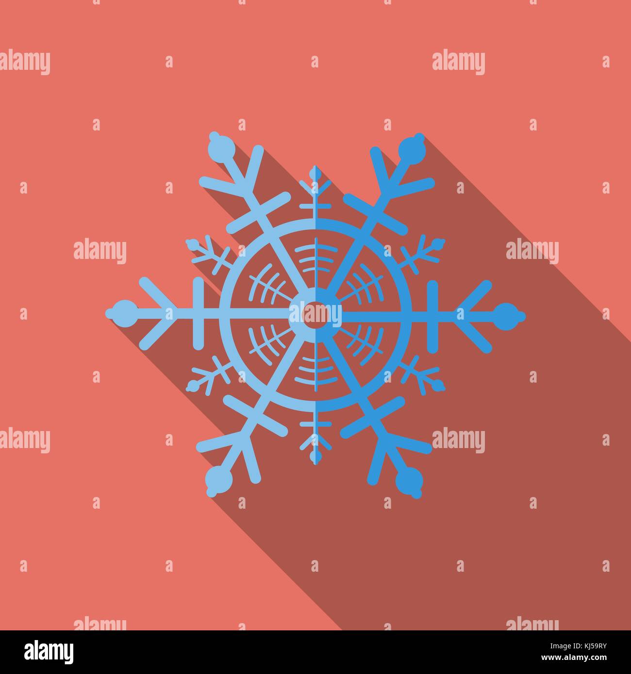 Snowflake icon. Flat vector related icon with long shadow for web and ...