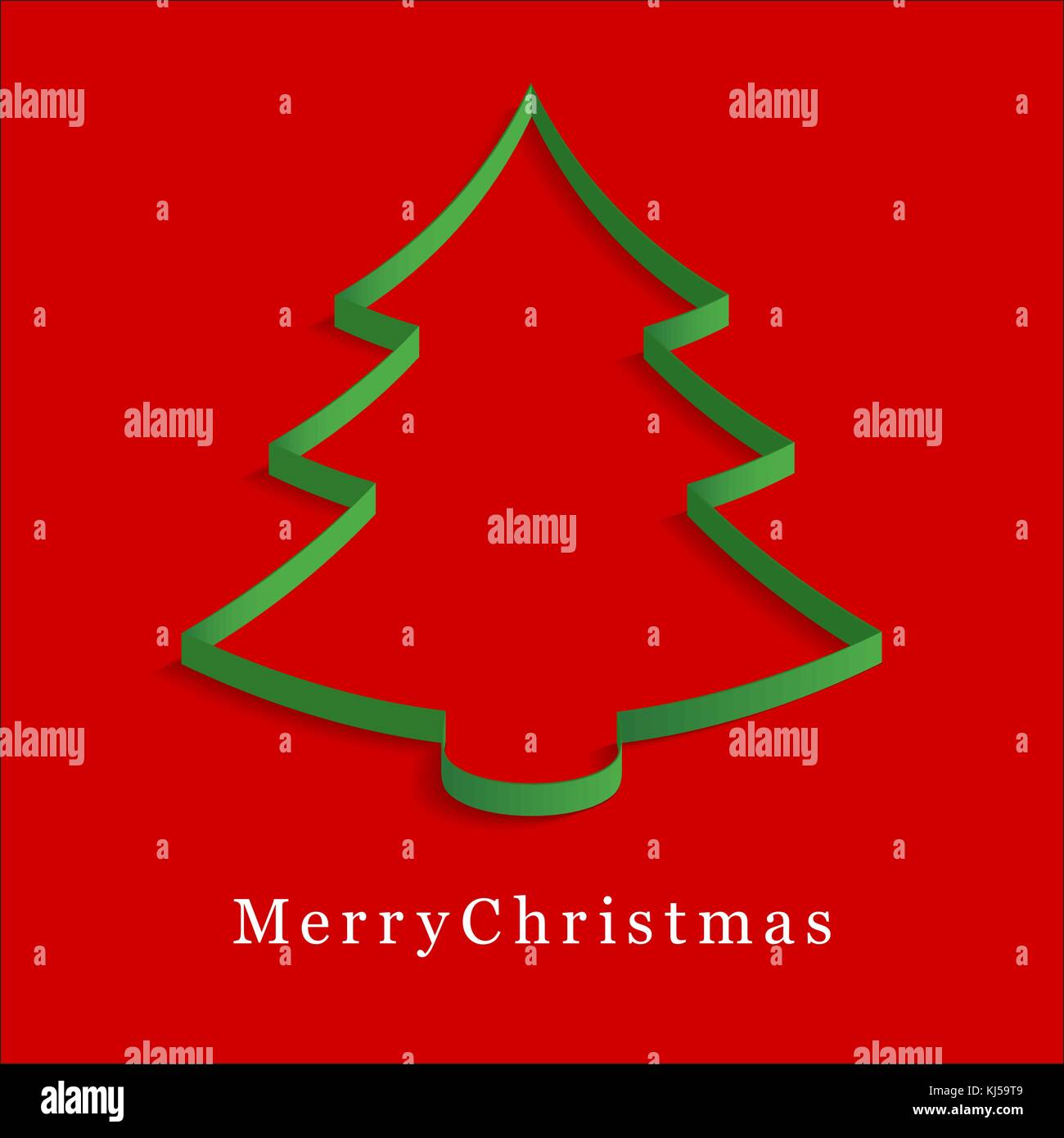 Green christmas tree. Vector illustration.Green tree made ??of paper on ...
