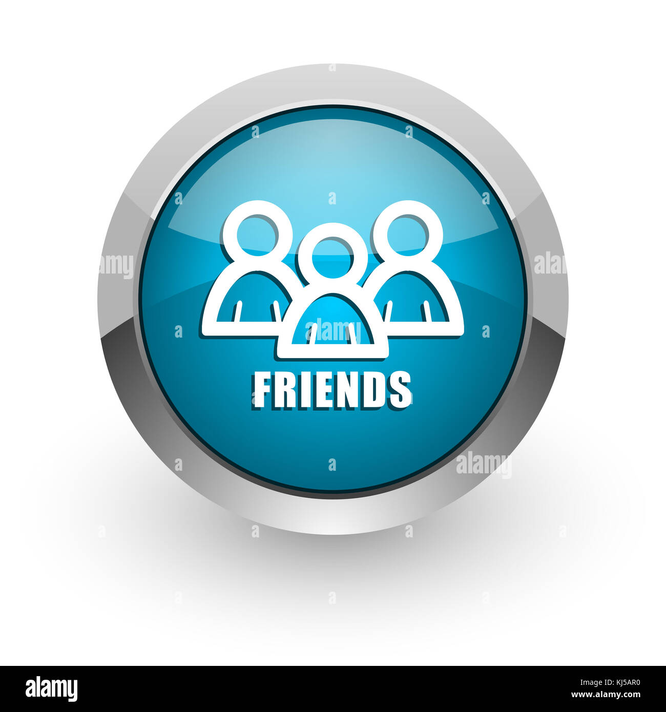 Friends blue silver metallic chrome border web and mobile phone icon on ...