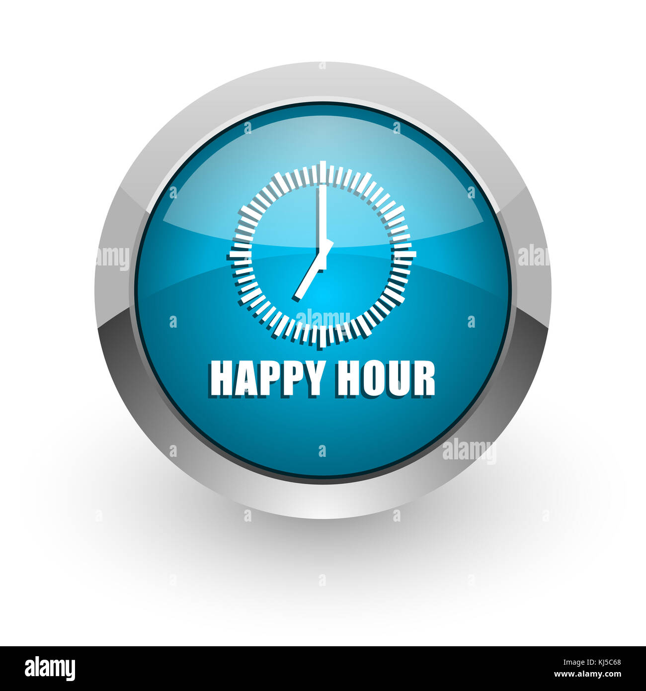 Happy hour blue silver metallic chrome border web and mobile phone icon