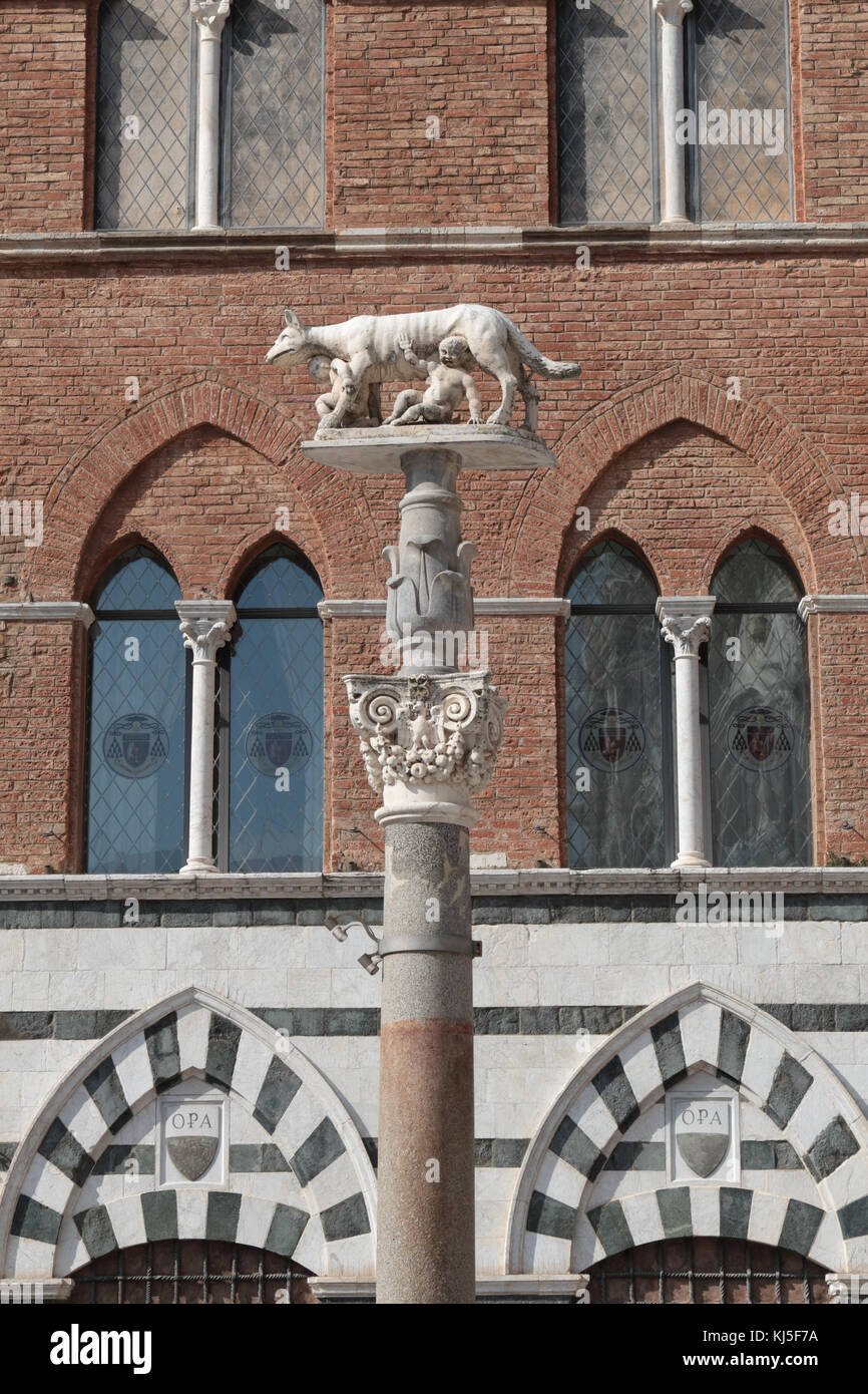 Capitoline wolf statue on column. Siena, Italy Stock Photo Alamy