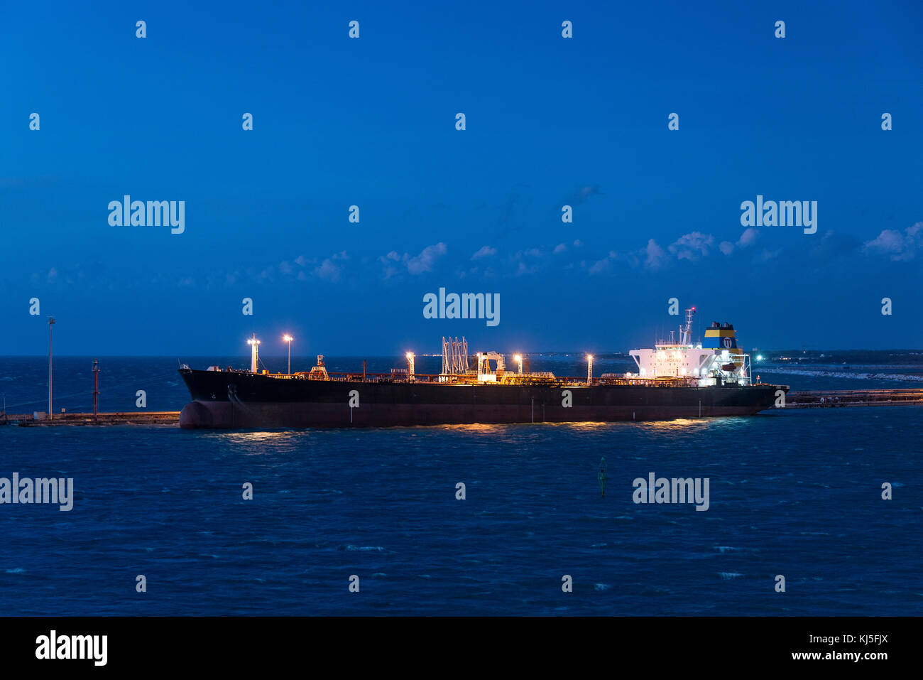 Crude oil tanker ship, Livorno, Italy. Stock Photo
