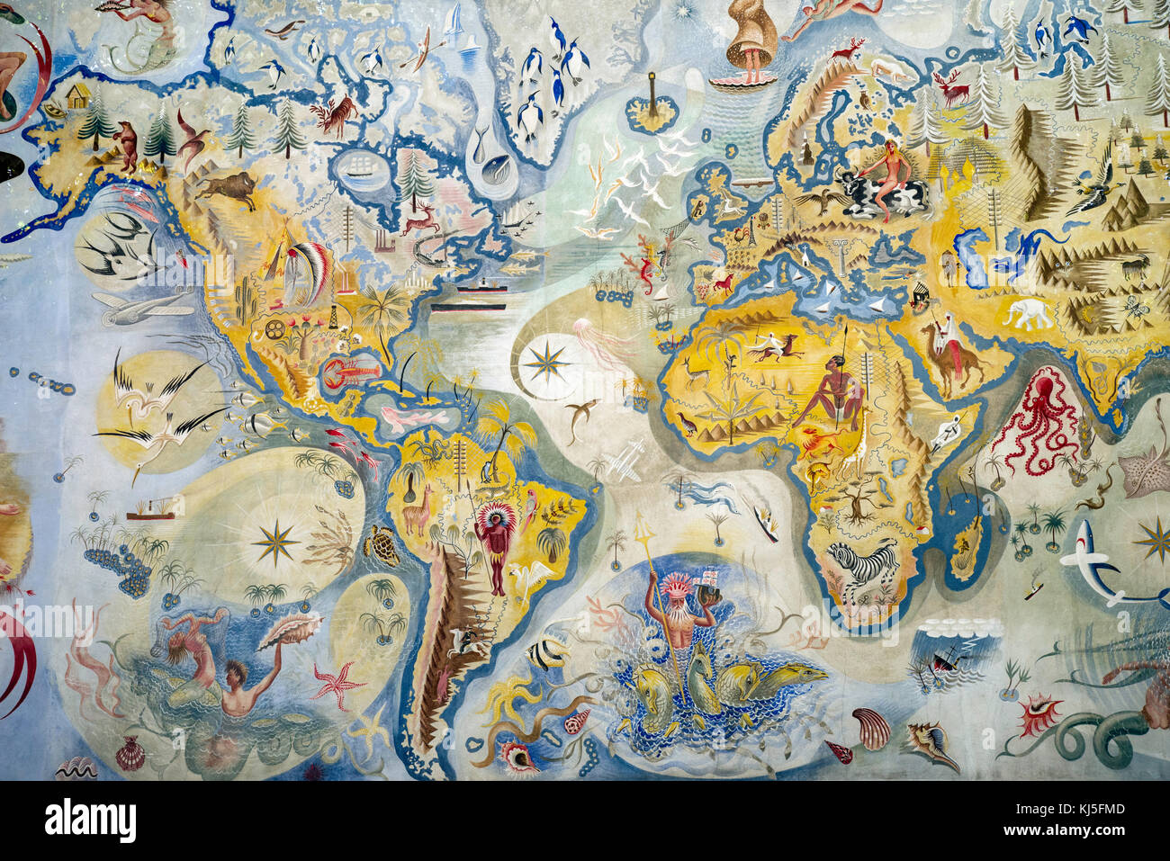 World map, Lisbon Stock Photo