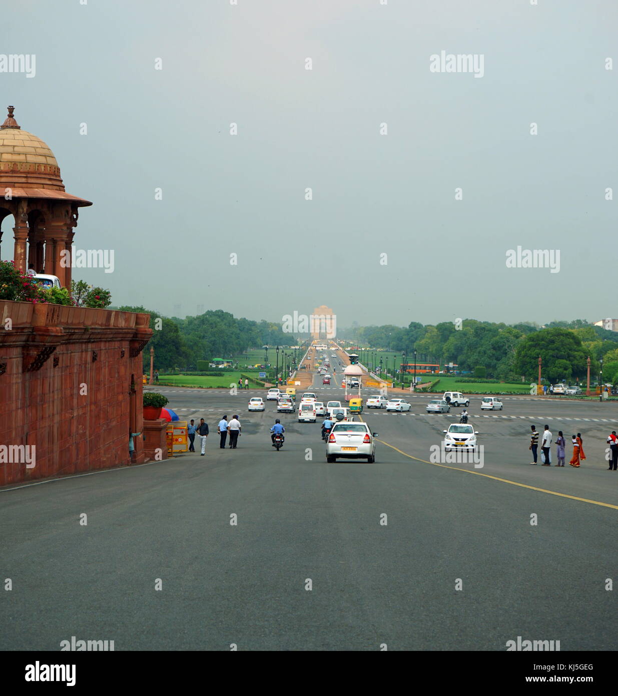 View from Rajpath Marg to India Gate, Delhi India. Rajpath (meaning