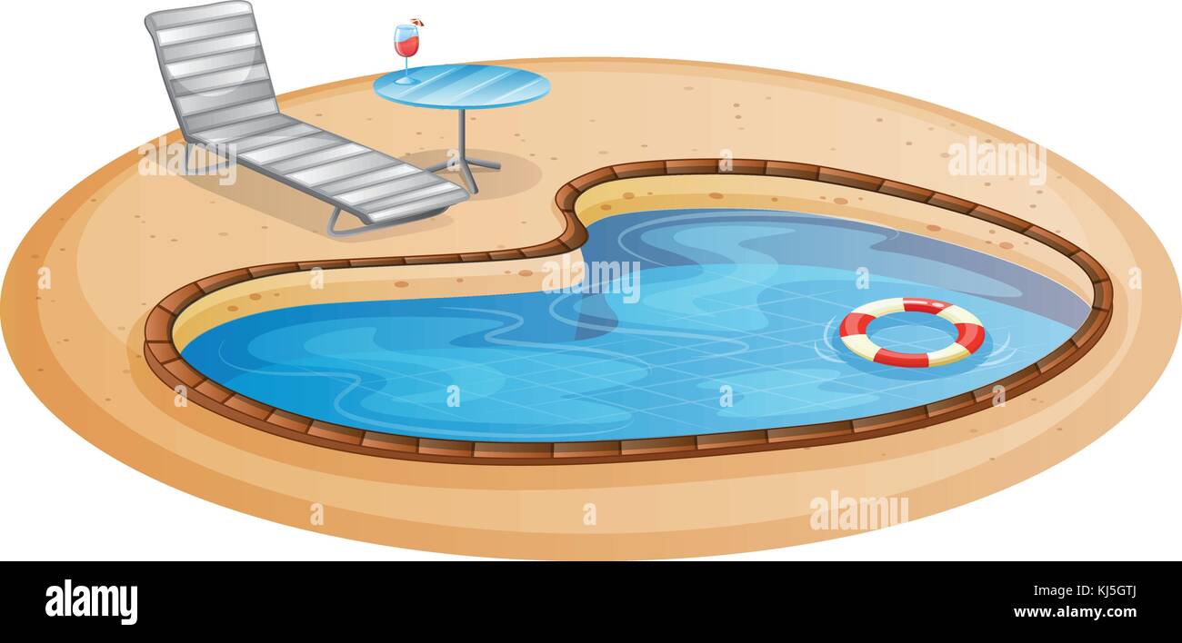 Illustration of a swimming pool on a white background Stock Vector