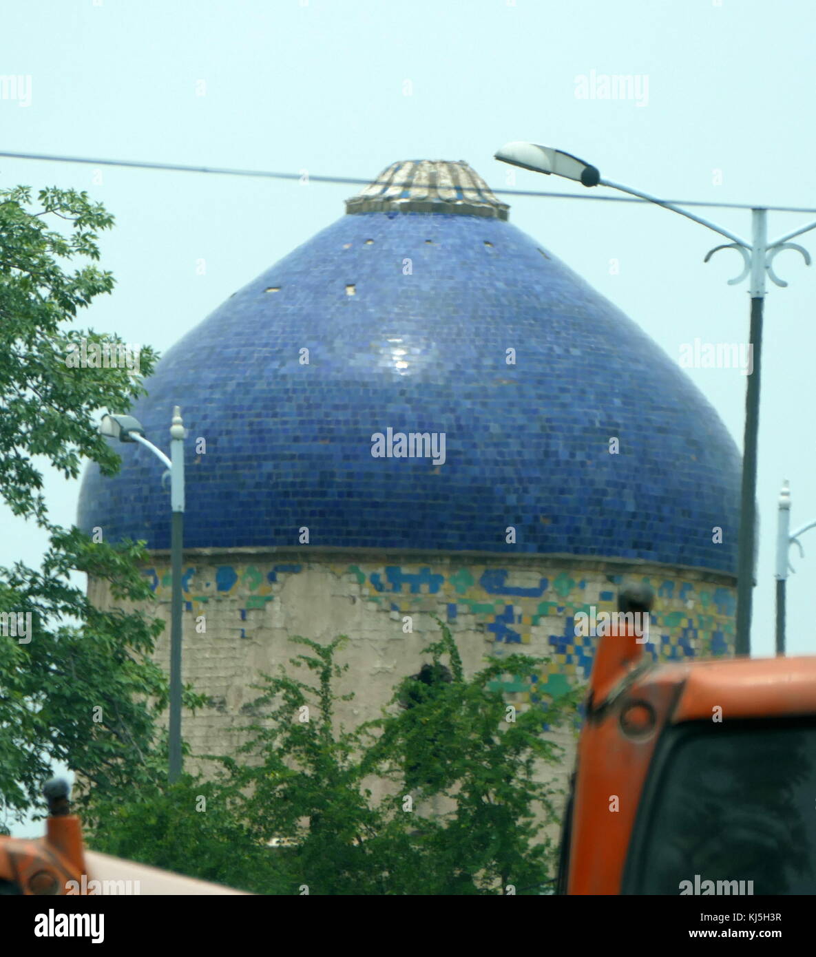 Sabz Burj, a Persian-influenced dome in Delhi, India has Persian-blue coloured tiles on its outer surface. located close to the Humayun’s Tomb Complex. The tower is referred to as “Neeli Chattri” (Blue umbrella). supposedly built in between 1530-50 A.D. influenced by Central Asian architecture. Stock Photo