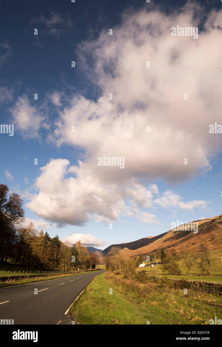 Autumn day on the A591 through the Lake District, Cumbria England UK Stock Photo