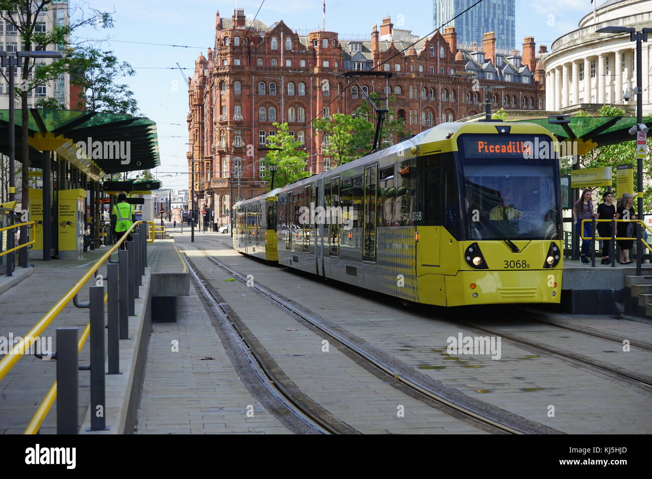 Metrolink (also known as Manchester Metrolink) tram/light rail system in Greater Manchester, England. 2017 Stock Photo