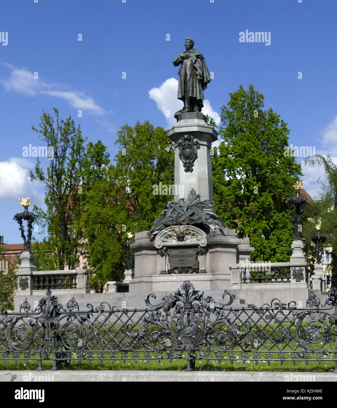 Statue in Warsaw commemorating, Adam Bernard Mickiewicz (1798 – 1855) Polish national poet. Stock Photo