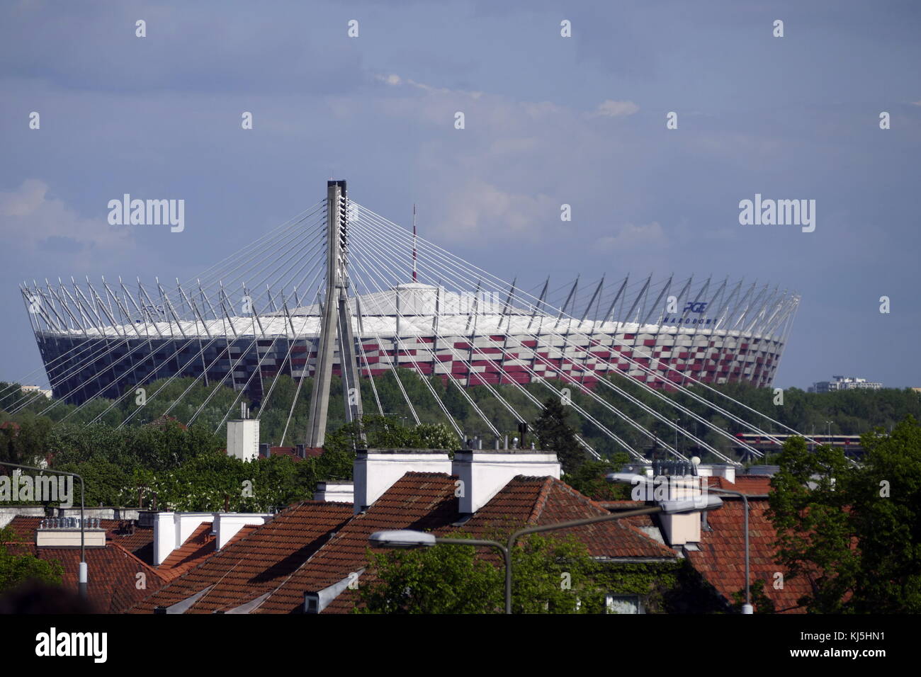 The PGE Narodowy or National Stadium (Stadion Narodowy) is a retractable roof football stadium located in Warsaw, Poland. It is used mostly for football matches and it is the home stadium of Poland national football team. Stock Photo