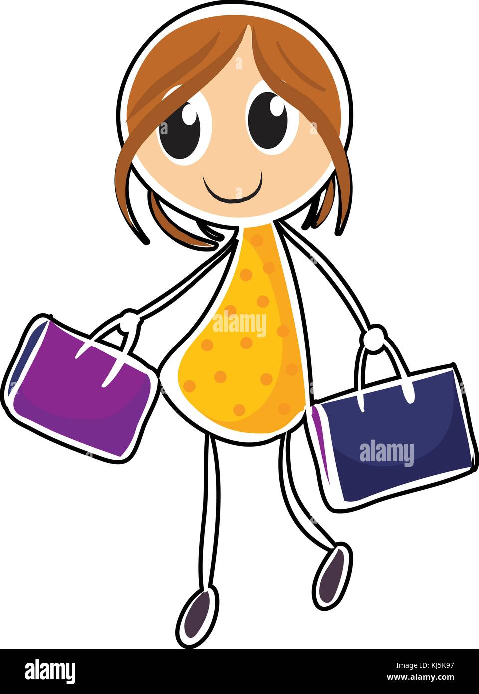 Illustration of a girl with two bags on a white background Stock Vector Image & Art Alamy