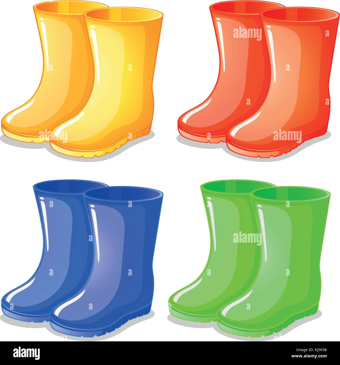 Illustration of the four boots in different colors on a white background Stock Vector Image Art Alamy