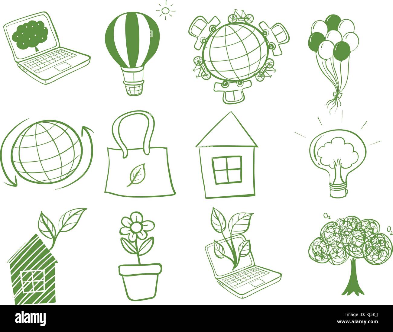 Illustration of the things around the environment on a white background Stock Vector