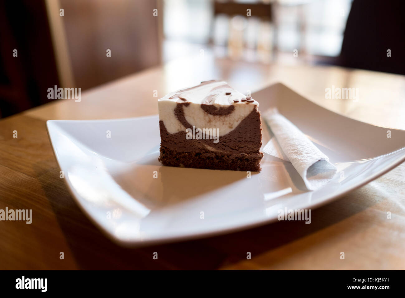 Cake on the plate at the Redal Cafe in Sibiu, Romania Stock Photo