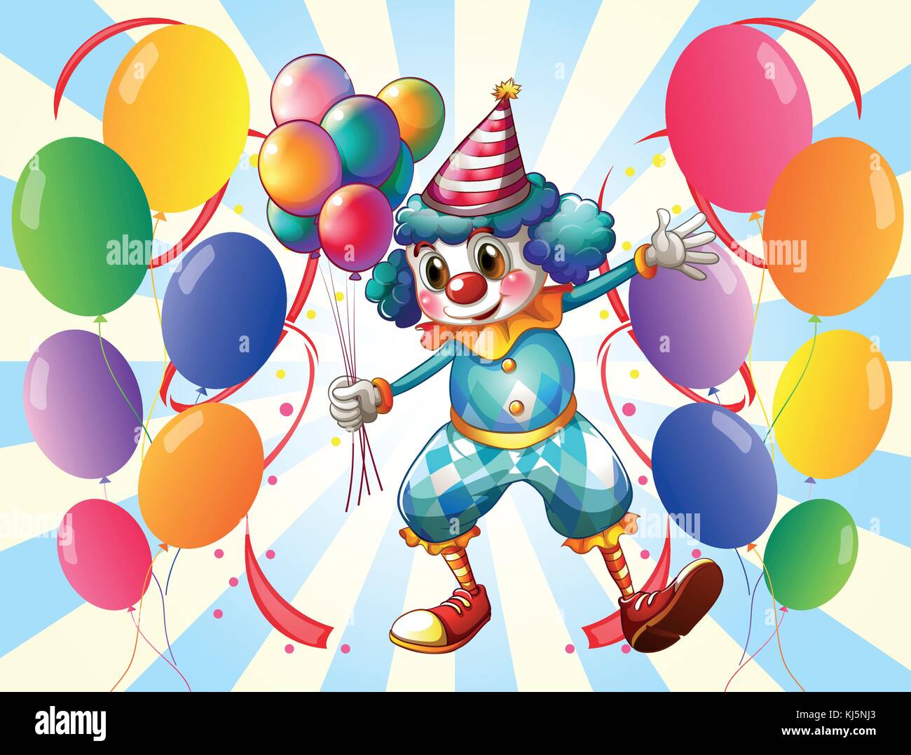 Illustration of a group of balloons with a circus clown Stock Vector ...