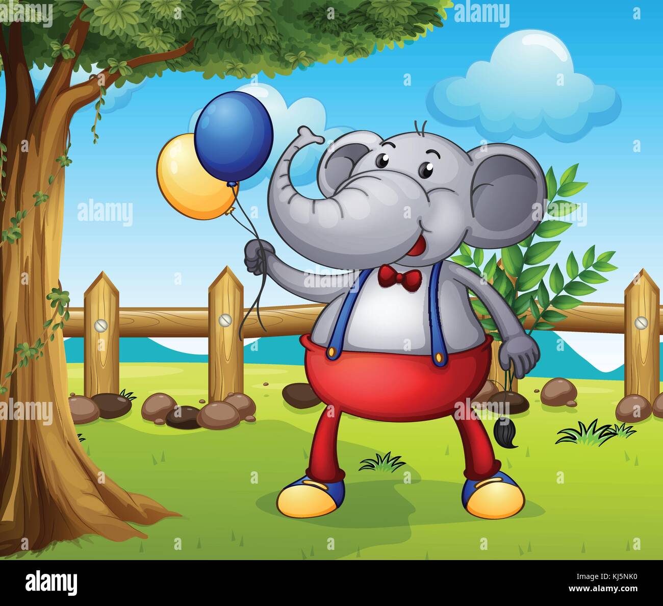 Illustration of an elephant holding balloons Stock Vector Image & Art ...