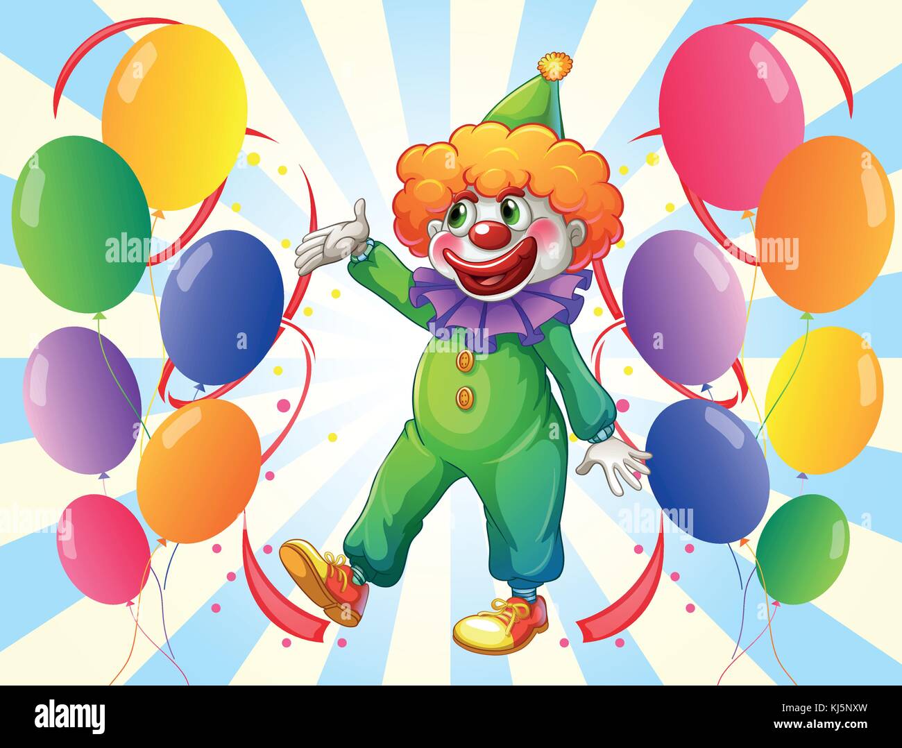 Illustration of a male clown in the middle of the balloons Stock Vector ...
