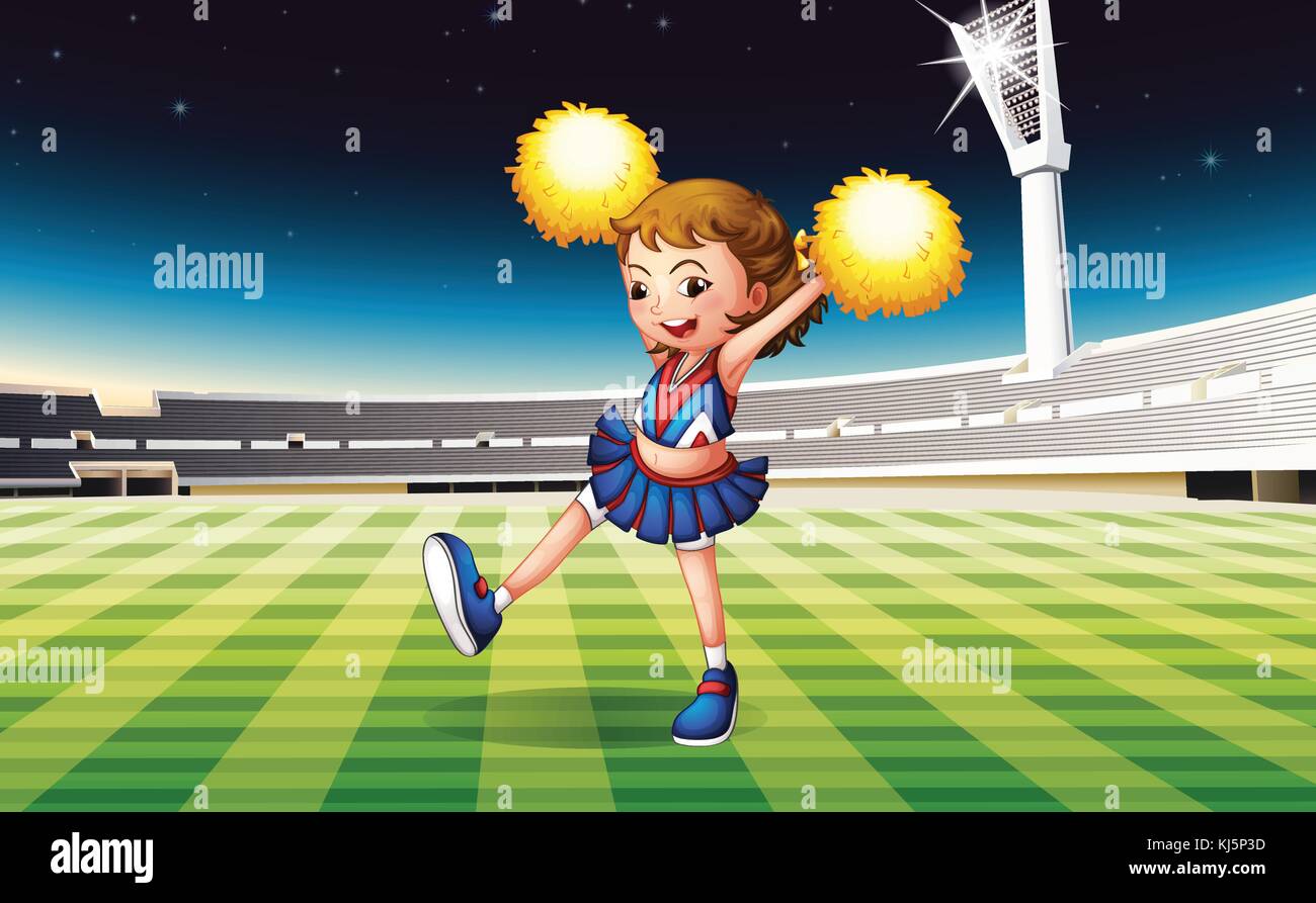 Illustration of a cheerer performing at the stadium Stock Vector