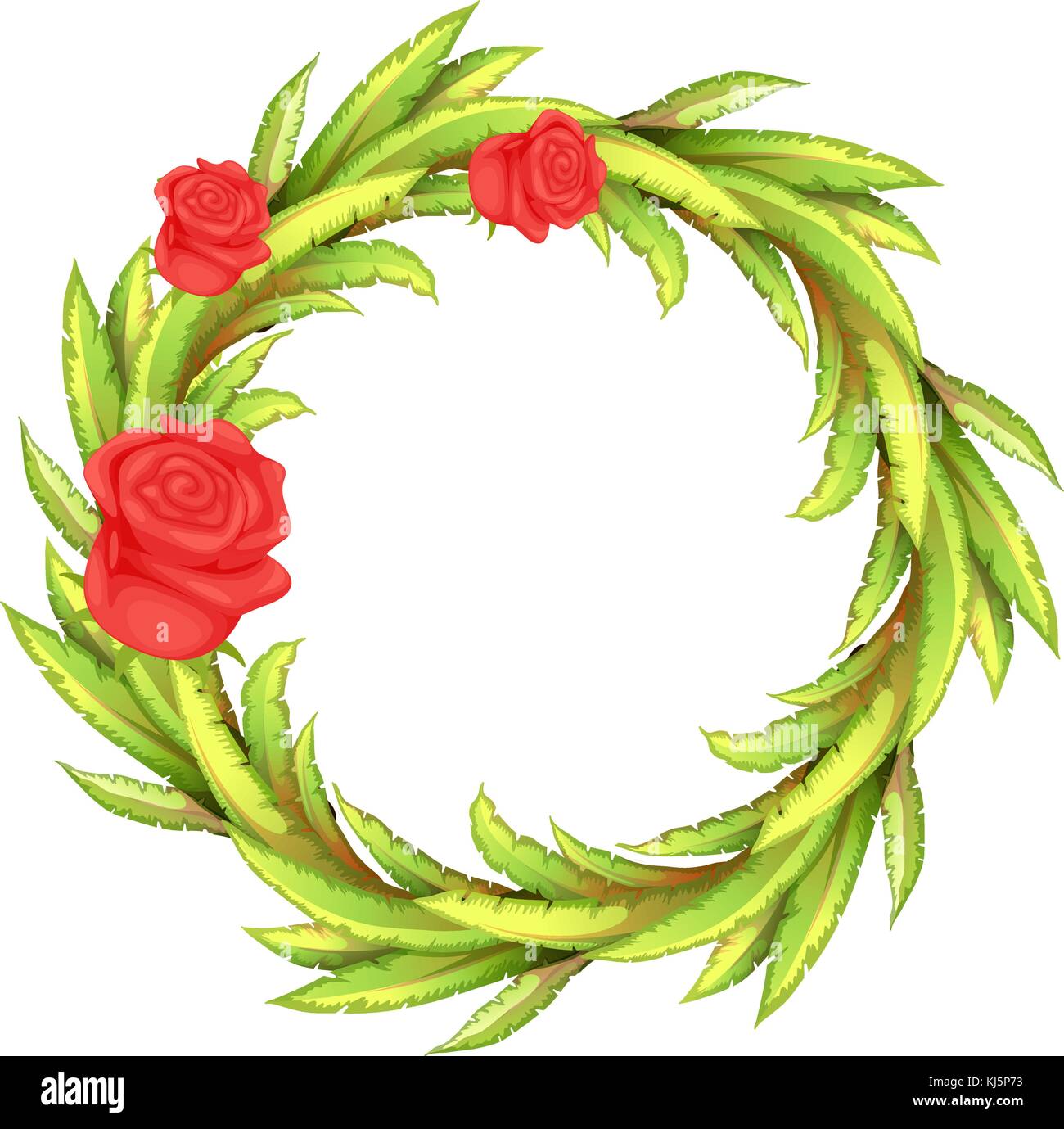 Illustration of a round border with three roses on a white background ...