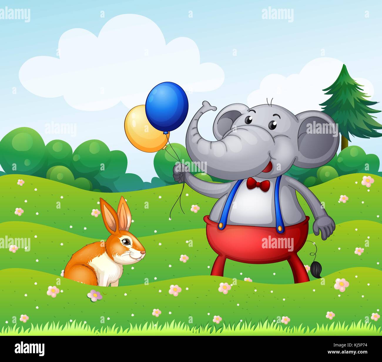 Elphant Rabbit Illustration of a rabbit and an elephant with balloons Stock Vector ...