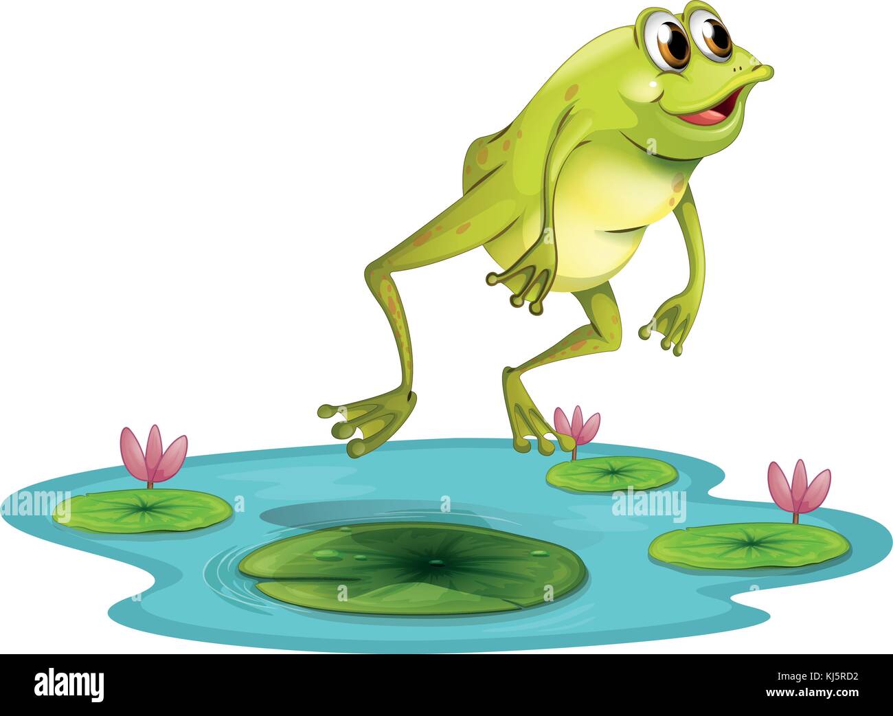 Illustration of a jumping frog at the pond on a white background Stock  Vector Image & Art - Alamy