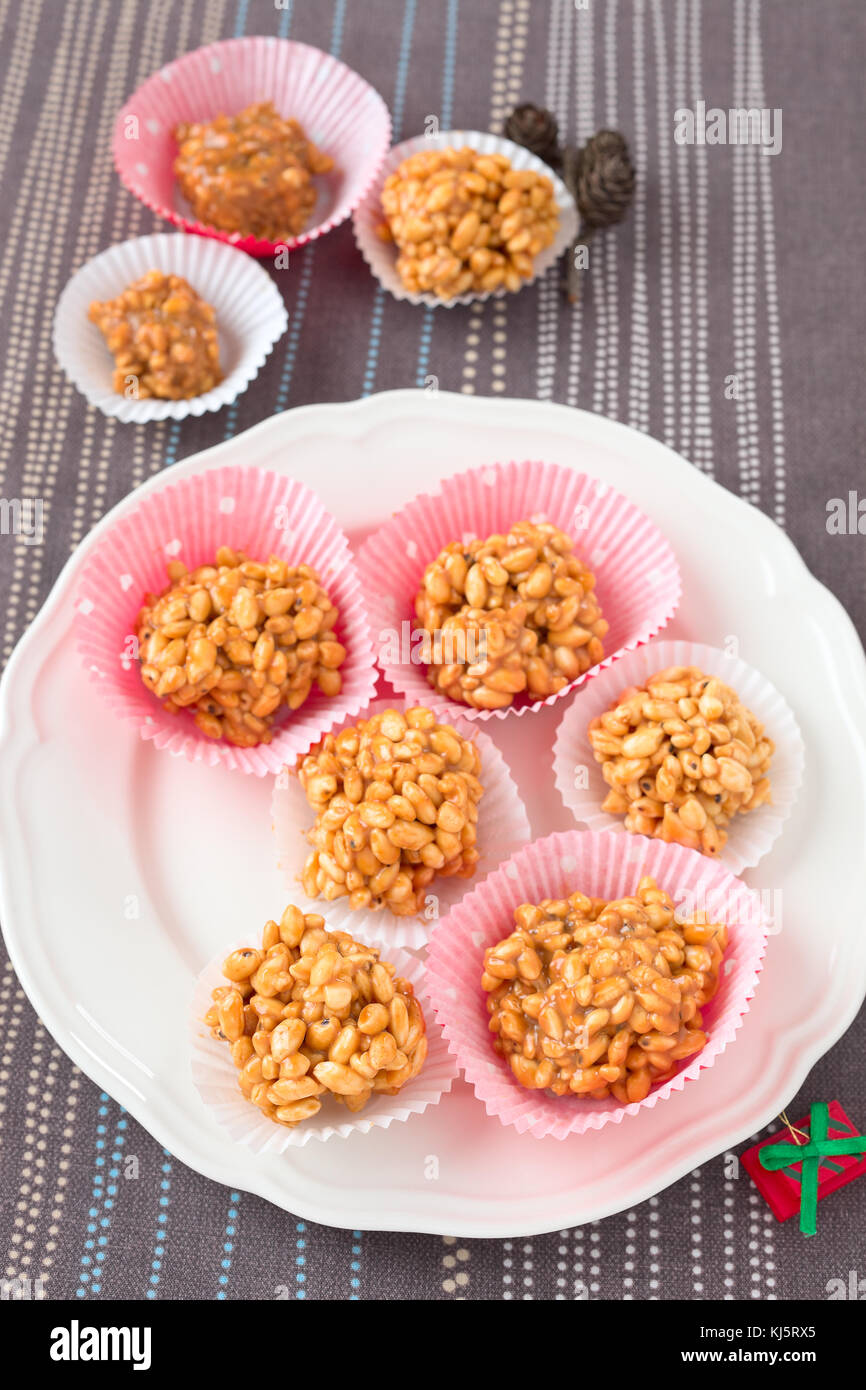 Puffed rice balls. Stock Photo