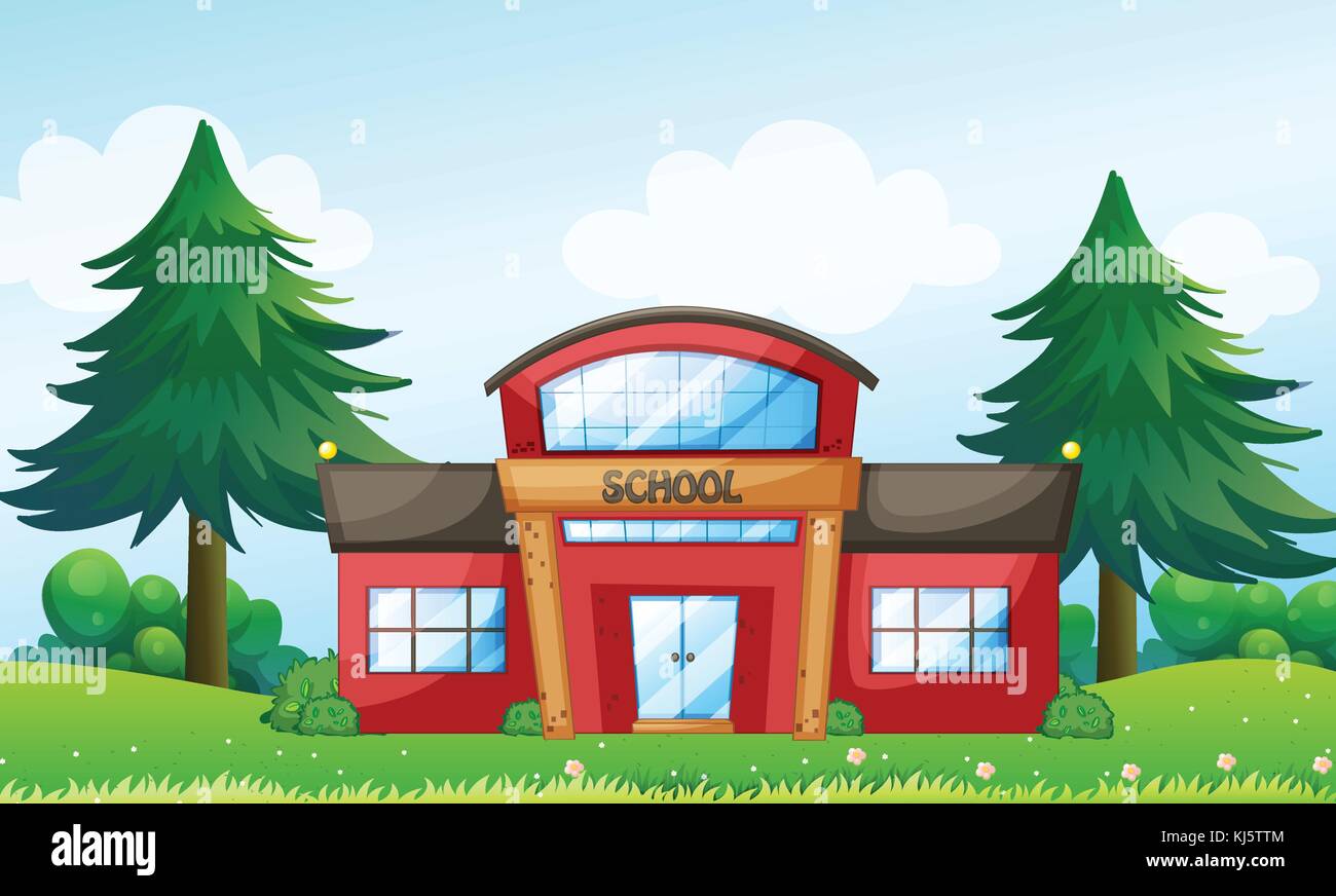Illustration of a red school building Stock Vector