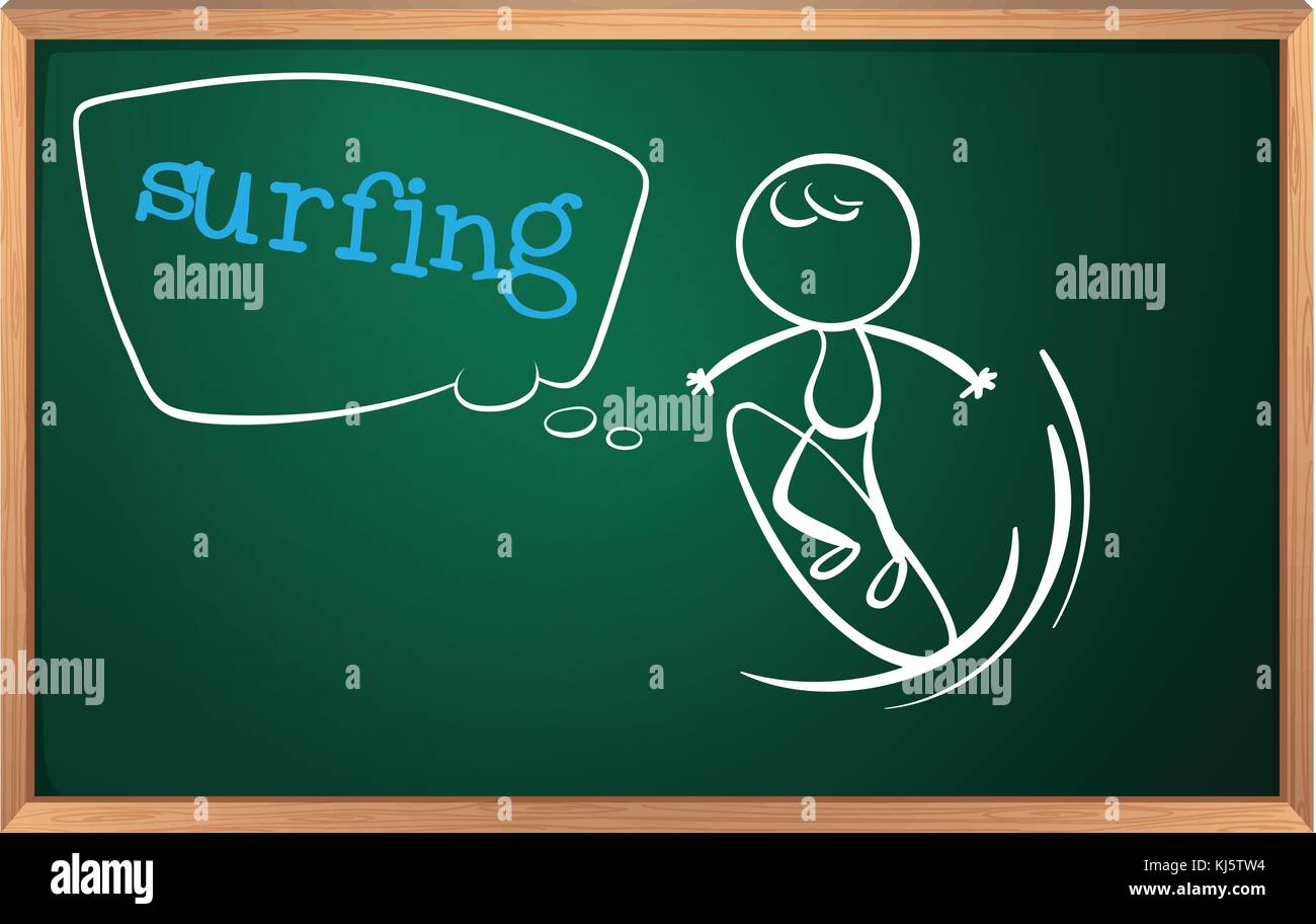 Illustration of a board with a surfer on a white background Stock ...