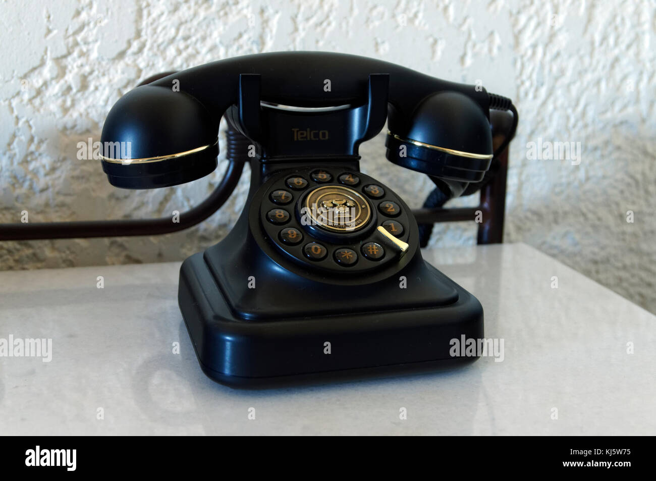 Old fashioned telephone. Stock Photo