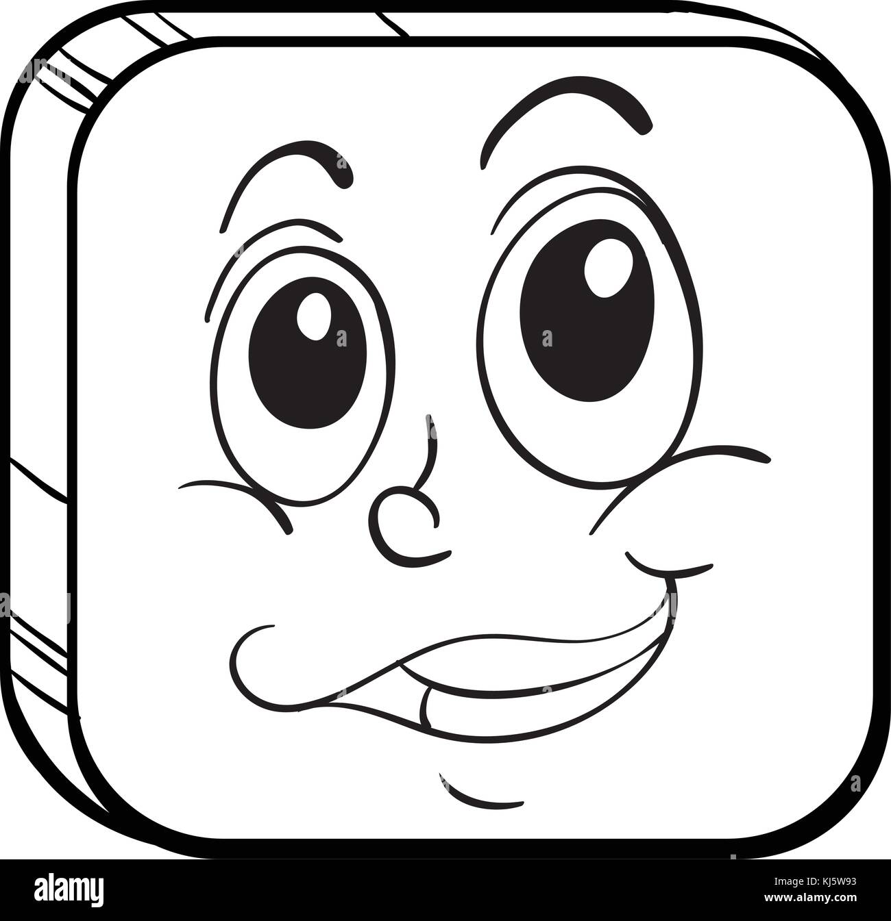 Illustration of a rounded square with a face on a white background ...