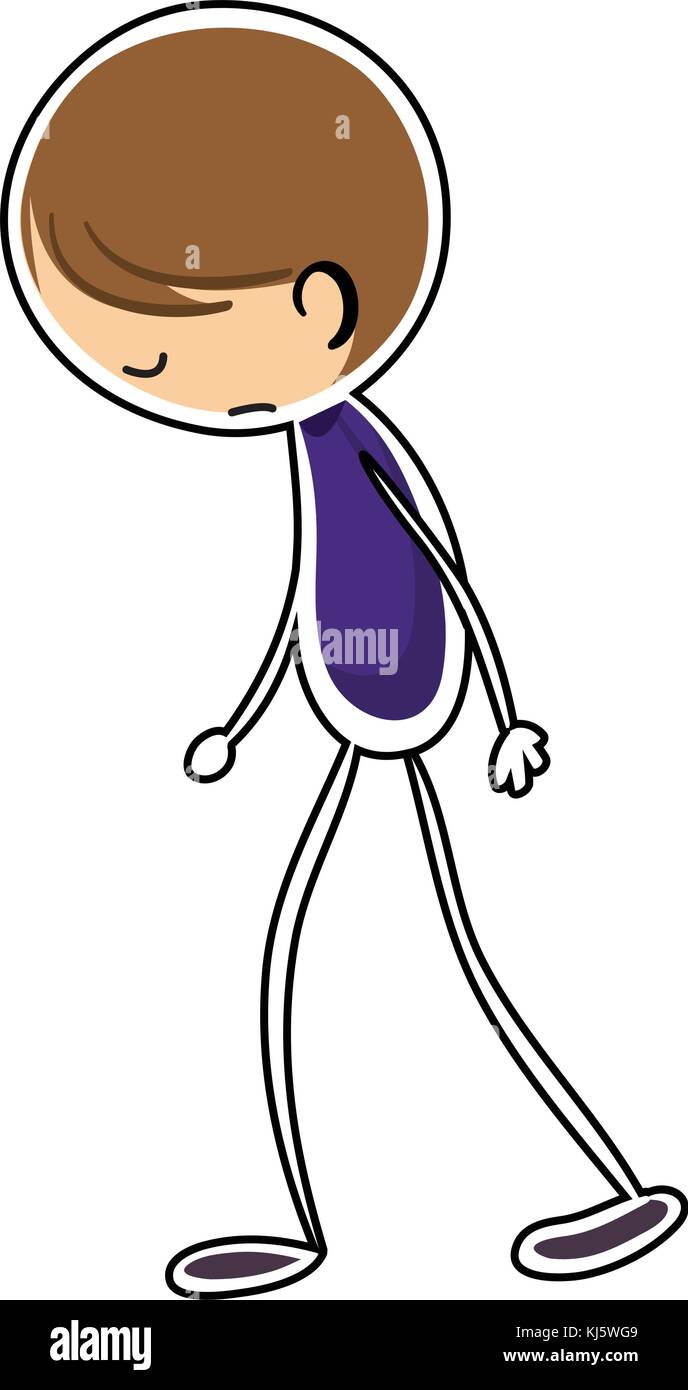 sad boy walking clipart