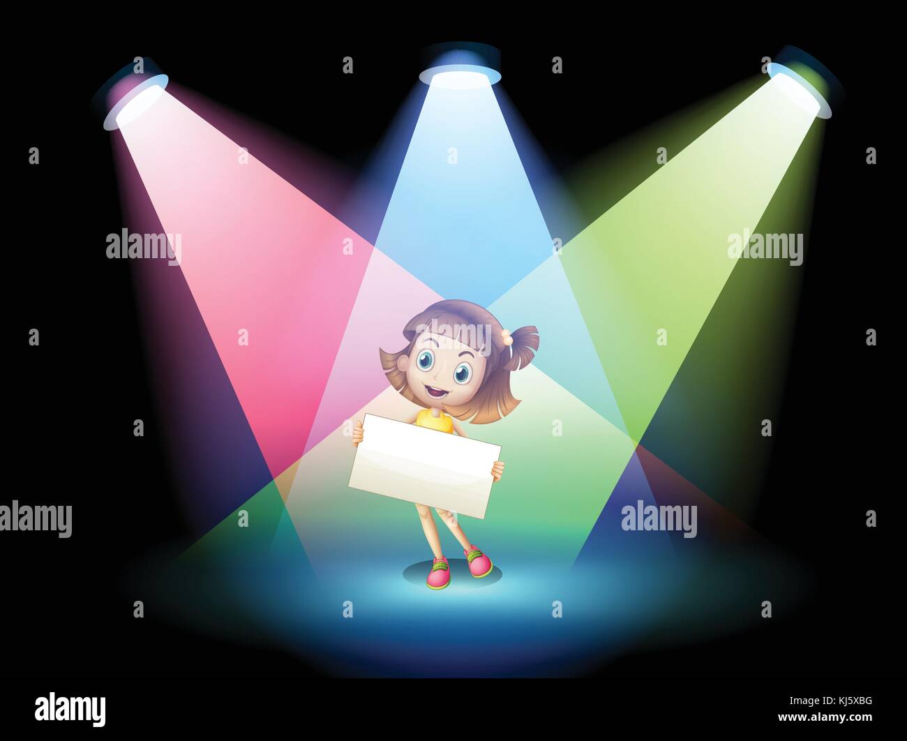 Illustration of a smiling girl holding an empty board Stock Vector ...