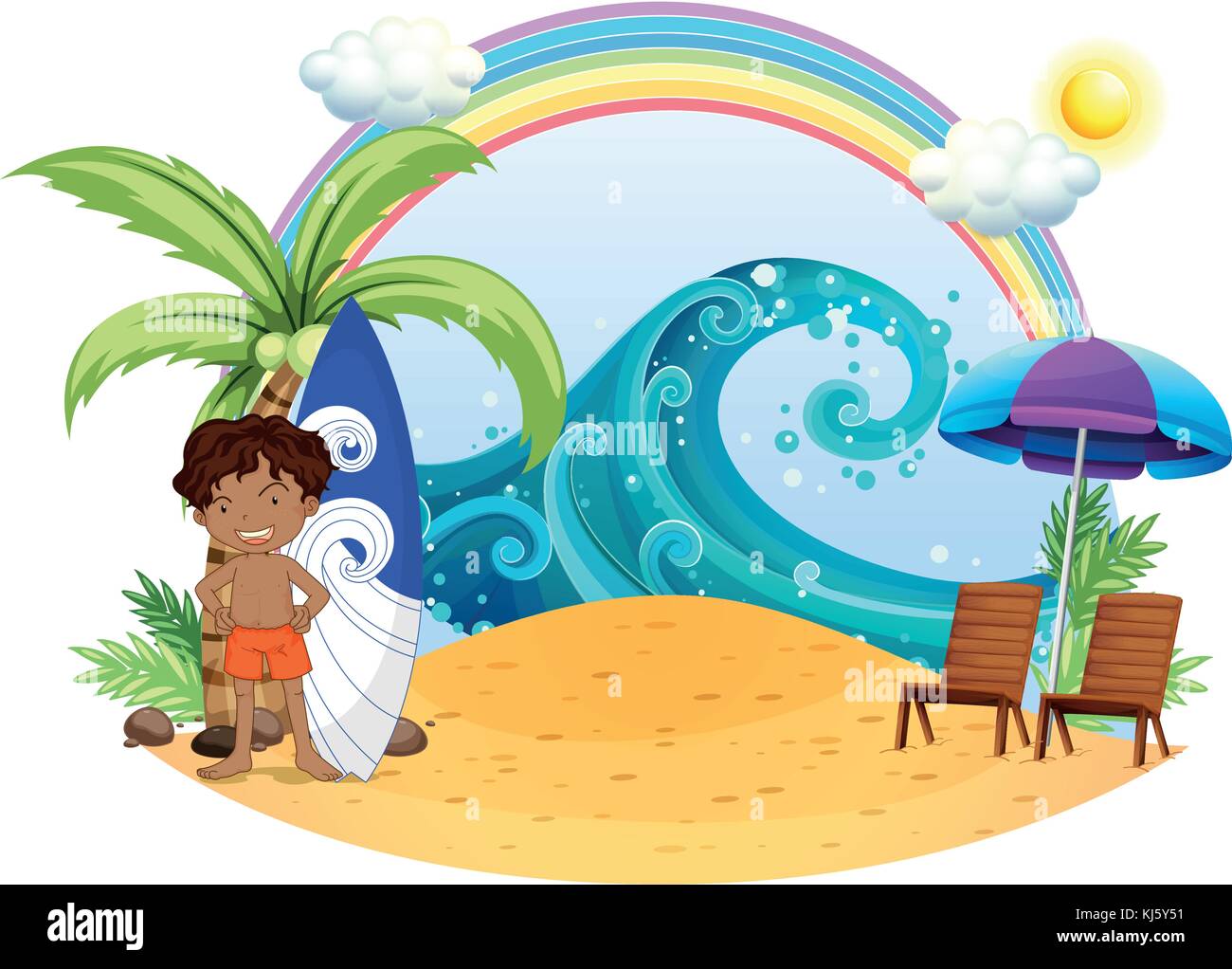 Boy standing on chair Stock Vector Images - Alamy